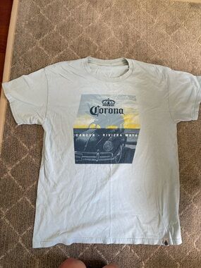 Corona Light Blue Graphic Tee with Yellow Accent